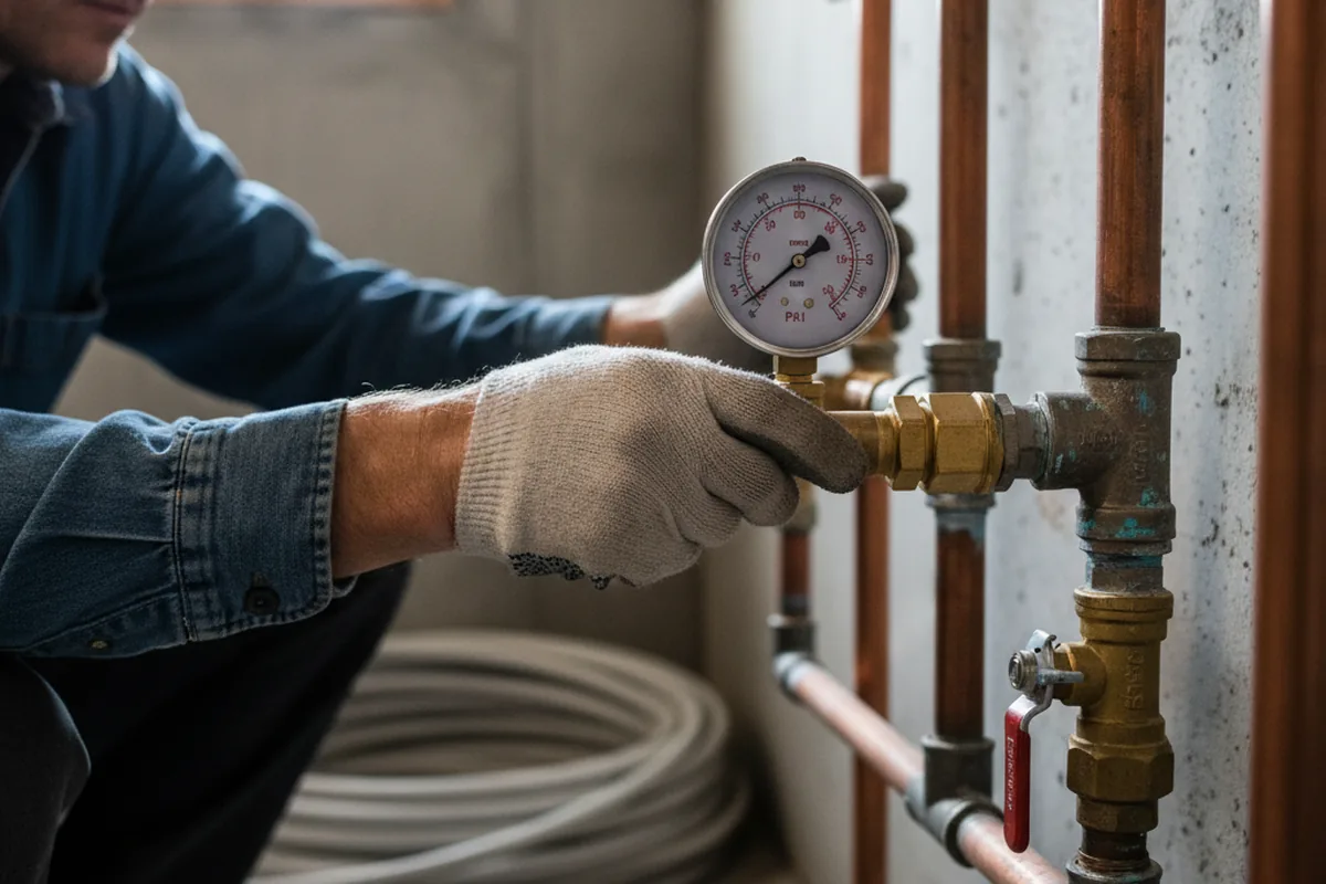 Pressure testing a repaired line during Water Line Repair in Summers